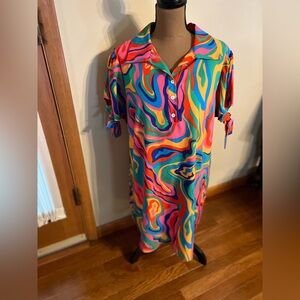 SHEIN Colorful Abstract Women's DRESS, Size 1XL